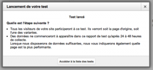 Confirmation de lancement de test